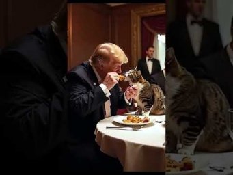Трамп. Ужин с котиком. Позитив. Юмор. Нейросеть. ИИ #настроение #юмор #смешное #анекдот #шутка