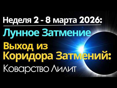 Неделя с 2 - 8 марта 2026: Канун Лунного Затмения/ Лунное Затмение/ Выход из Коридора Затмений